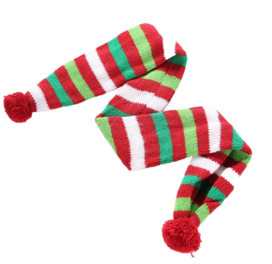 Dog Scarf Christmas Pet Accessories Winter Warmth Pet Scarf - Size Xs Red And Green Stripes