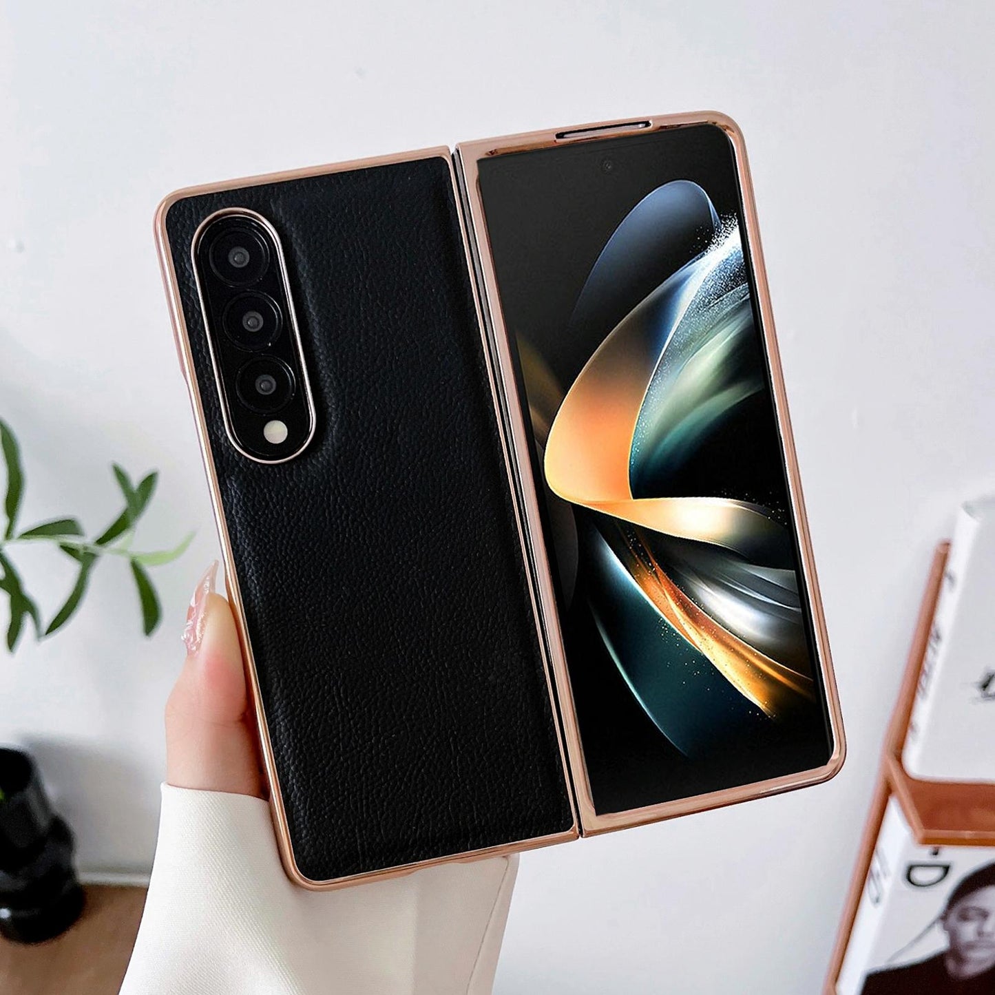 Skyline Series Nano Electroplating Pu Case for Samsung Galaxy z Fold 4 - Sky Blue