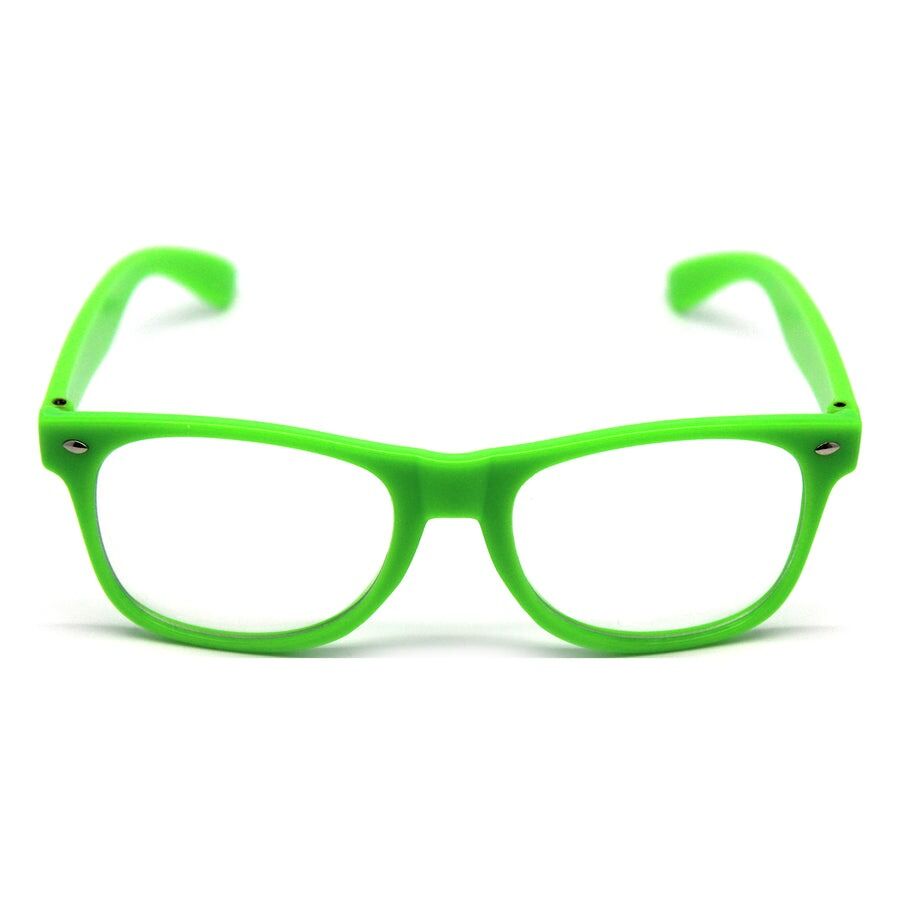 Green Party Glasses with Clear Lenses – Fun 80s Accessory or Costume Glasses