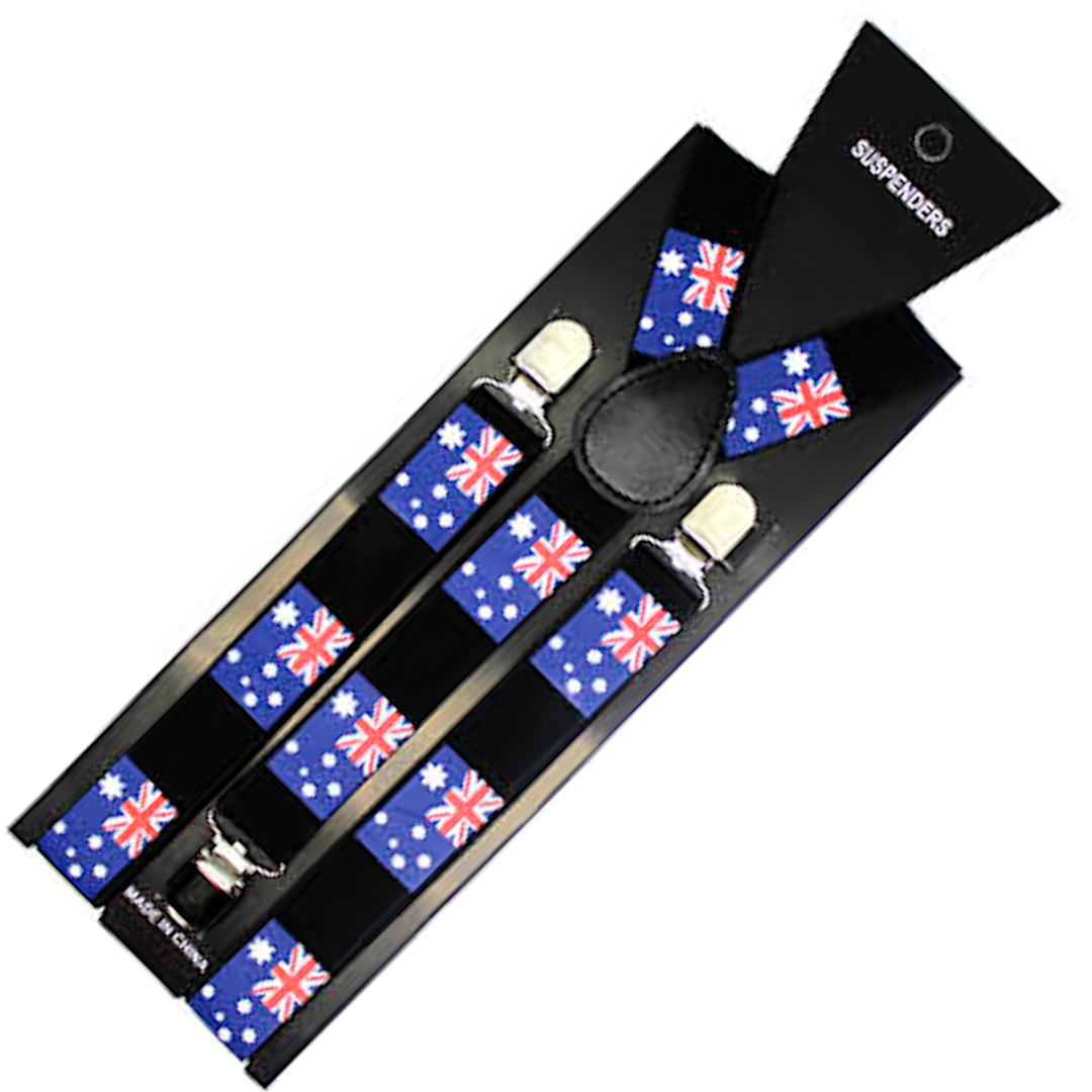 Mens Suspenders Braces Adjustable - Australia Flag