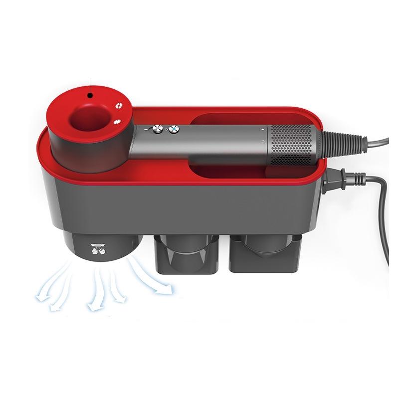 Wall Mounted Hair Dryer Bracket Storage Rack Black Nickel - With Hand Dryer Purple Red