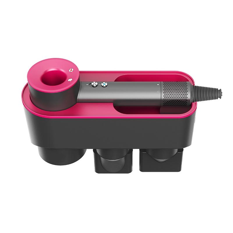 Wall Mounted Hair Dryer Bracket Storage Rack Black Nickel - With Hand Dryer Red