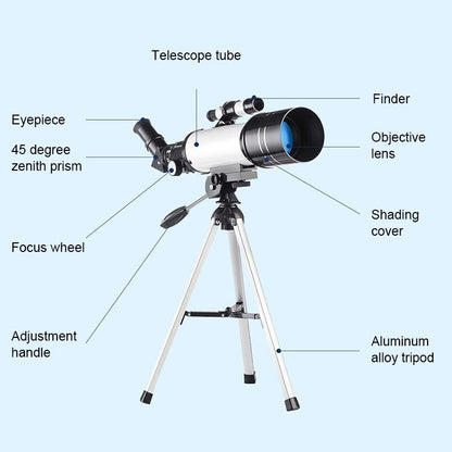 High Definition High Times Astronomical Telescope with Tripod - 16x / 66x70