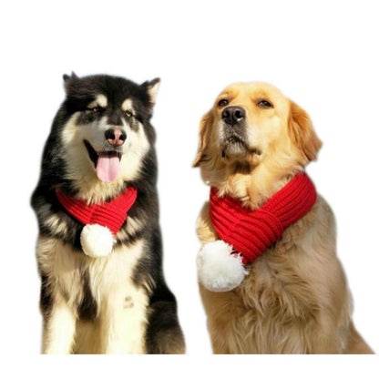Pet Christmas Wool Scarf Medium & Large Dog Saliva Towel - Size S