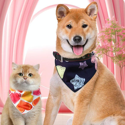 Cute Pet Triangle Towel Bib Cartoon Cats And Dogs Drool Towel Scarf - Size 01 - 03