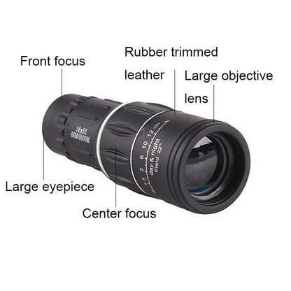 High Definition Monocular Telescope For Outdoor Bird Viewing - 16X52 Green Film - 16X52 With Clip+Tripod