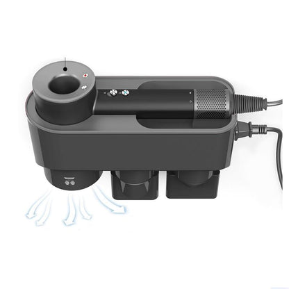 Wall Mounted Hair Dryer Bracket Storage Rack Black Nickel - With Hand Dryer Black Nickel Colour