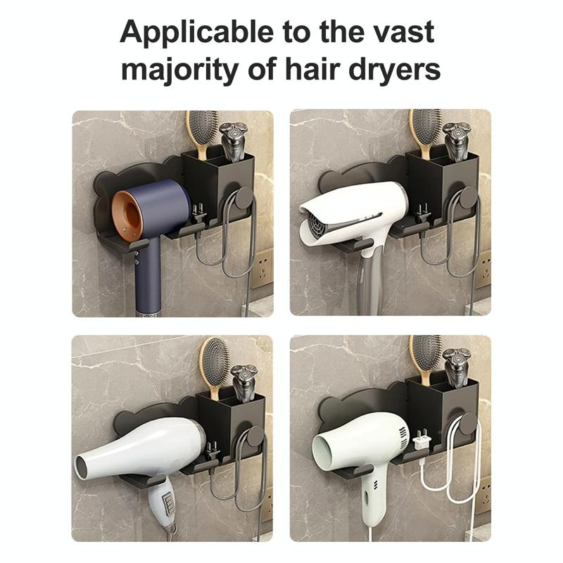 Wall Mounted Holder For Dyson Hair Dryer Bathroom Storage Rack Simple Black - Upgrade Black