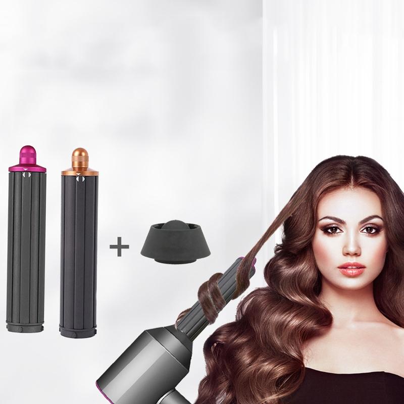Upgraded Long Curling Barrels for Dyson Airwrap Hair Dryer with Nozzle and Adapter in Rose Red
