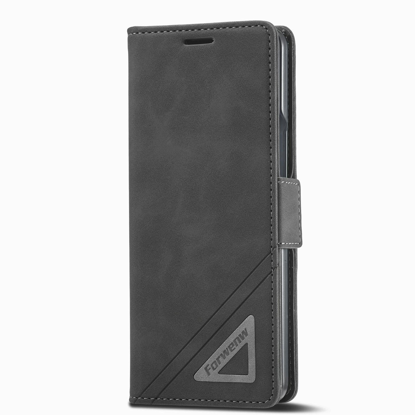 Leather Dual Side Buckle Phone Cover for Samsung Galaxy z Fold 4 - Black