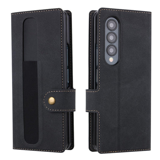 Vili Pr Series Flip Leather Case for Samsung Galaxy z Fold4 - Black