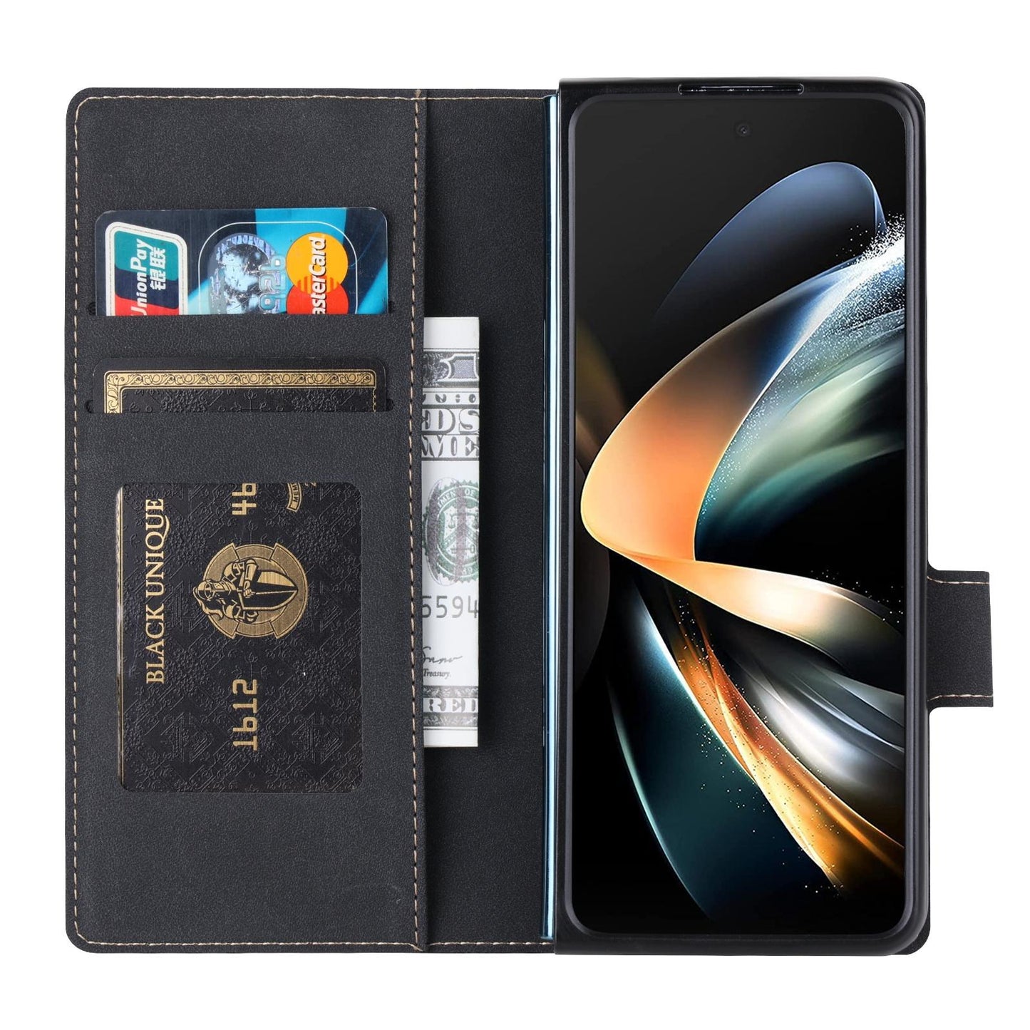Vili Pr Series Flip Leather Case for Samsung Galaxy z Fold4 - Black