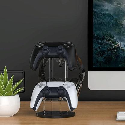 Black Acrylic Game Controller Display Stand With Headphone Hanger