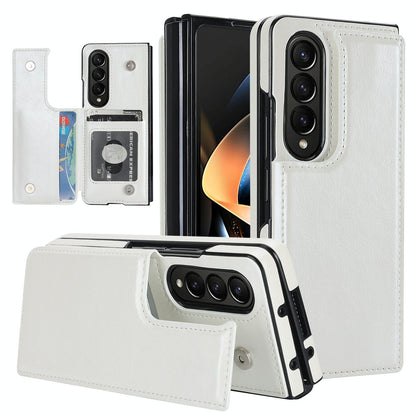 Foldable Phone Case with Double Buckle Card Slot for Samsung Galaxy z Fold4 - White