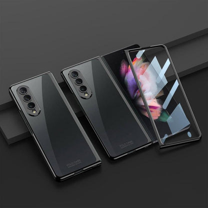 Full Coverage Electroplated Glass Case for Samsung Galaxy z Fold 4 - Transparent