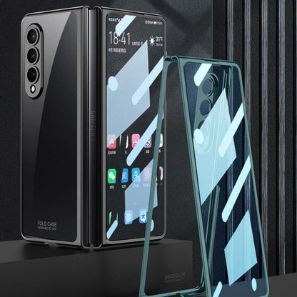 Full Coverage Electroplated Glass Case for Samsung Galaxy z Fold 4 - Transparent