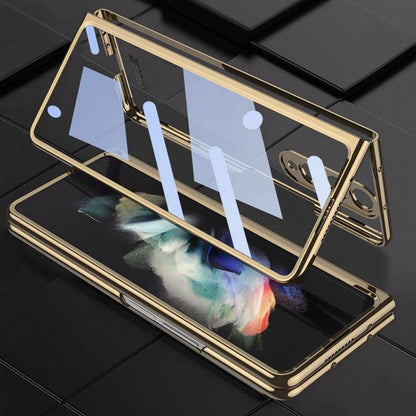 Full Coverage Electroplated Glass Case for Samsung Galaxy z Fold 4 - Transparent