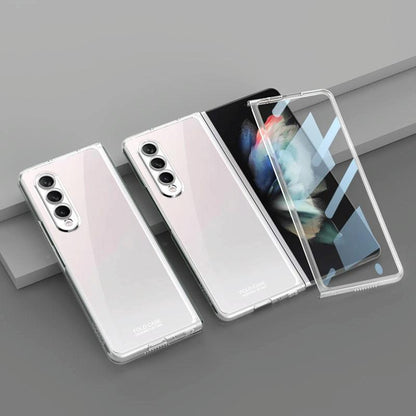 Full Coverage Electroplated Glass Case for Samsung Galaxy z Fold 4 - Transparent