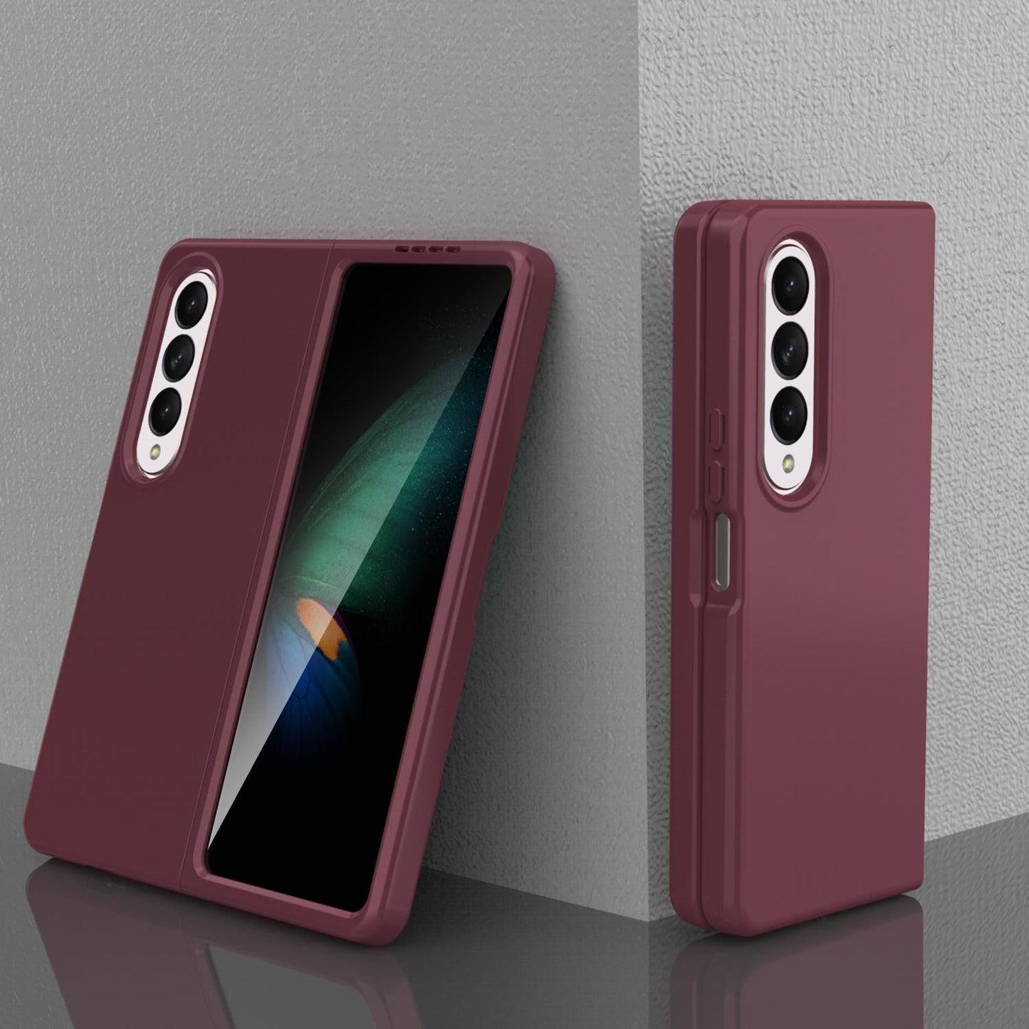 Foldable Pc Case for Samsung Galaxy z Fold 4 / 5g - Solid Colour - Wine Red