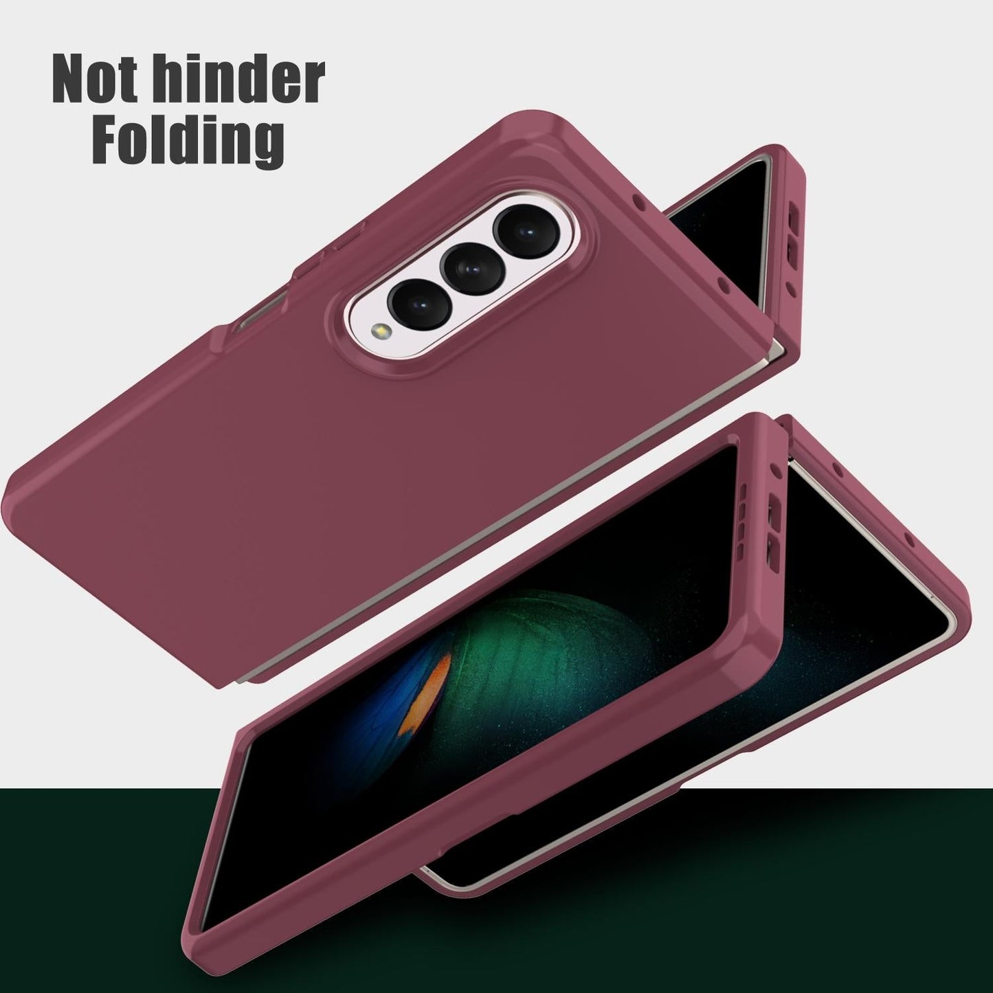 Foldable Pc Case for Samsung Galaxy z Fold 4 / 5g - Solid Colour - Wine Red