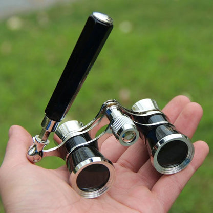 Chrome Double Cylinder Telescope with Handle - 3 x 25 Lady - Wine Red