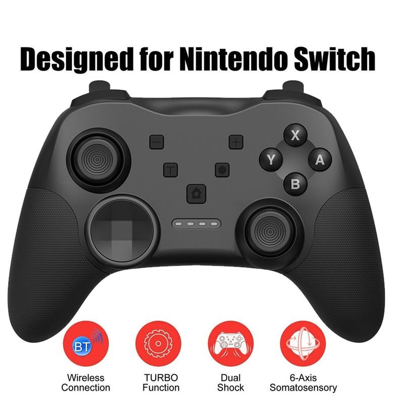 Wireless Bluetooth Game Console Handle for Nintendo Switch with Vibrating Gyroscope - Black
