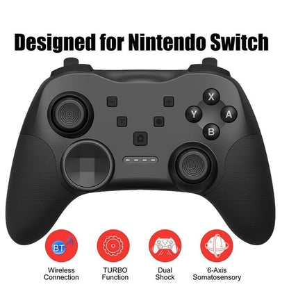 Wireless Bluetooth Game Console Handle for Nintendo Switch with Vibrating Gyroscope - Black