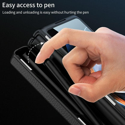 Leather Phone Case with Foldable Hinge and Holder - Black