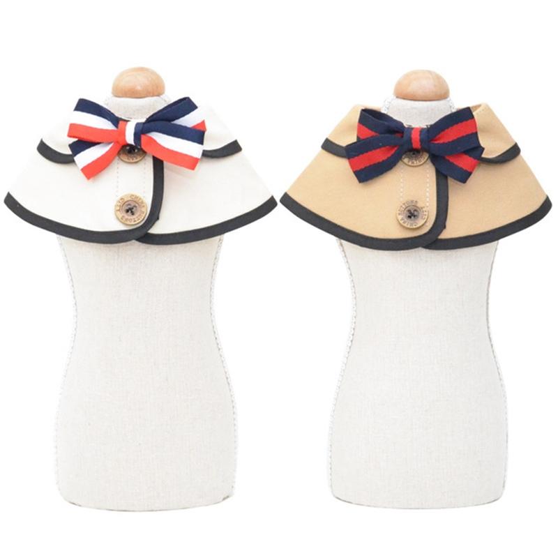 Dog Shawl Saliva Towel Scarf Pet Bow Tie Jewelry Accessories - Size S - Khaki