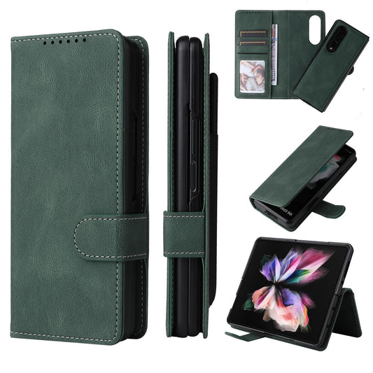 Foldable Leather Case for Samsung Galaxy z Fold 4 / 5g - Detachable - Dark Green