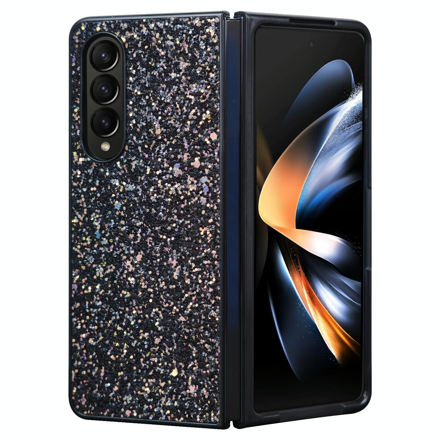 Foldable Diamond Case for Samsung Galaxy z Fold 4 - Compact and Stylish - Flash Black
