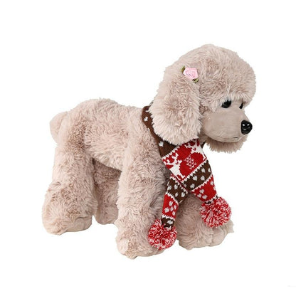 Christmas Pet Scarf Autumn And Winter Warm Elk Christmas Dog Scarf - Size M Brown