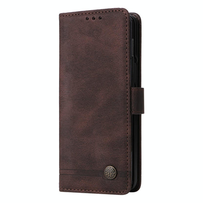 Metal Button Leather Case for Samsung Galaxy z Fold 4 / 5g - Tree Design - Red