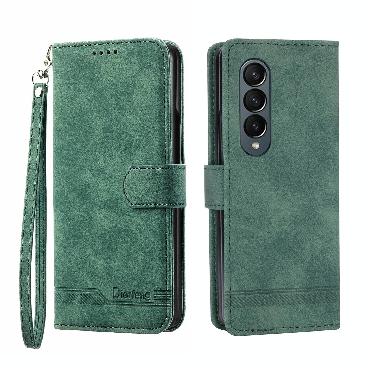Premium Leather Tpu Case for Samsung Galaxy z Fold 4 / 5g - Green