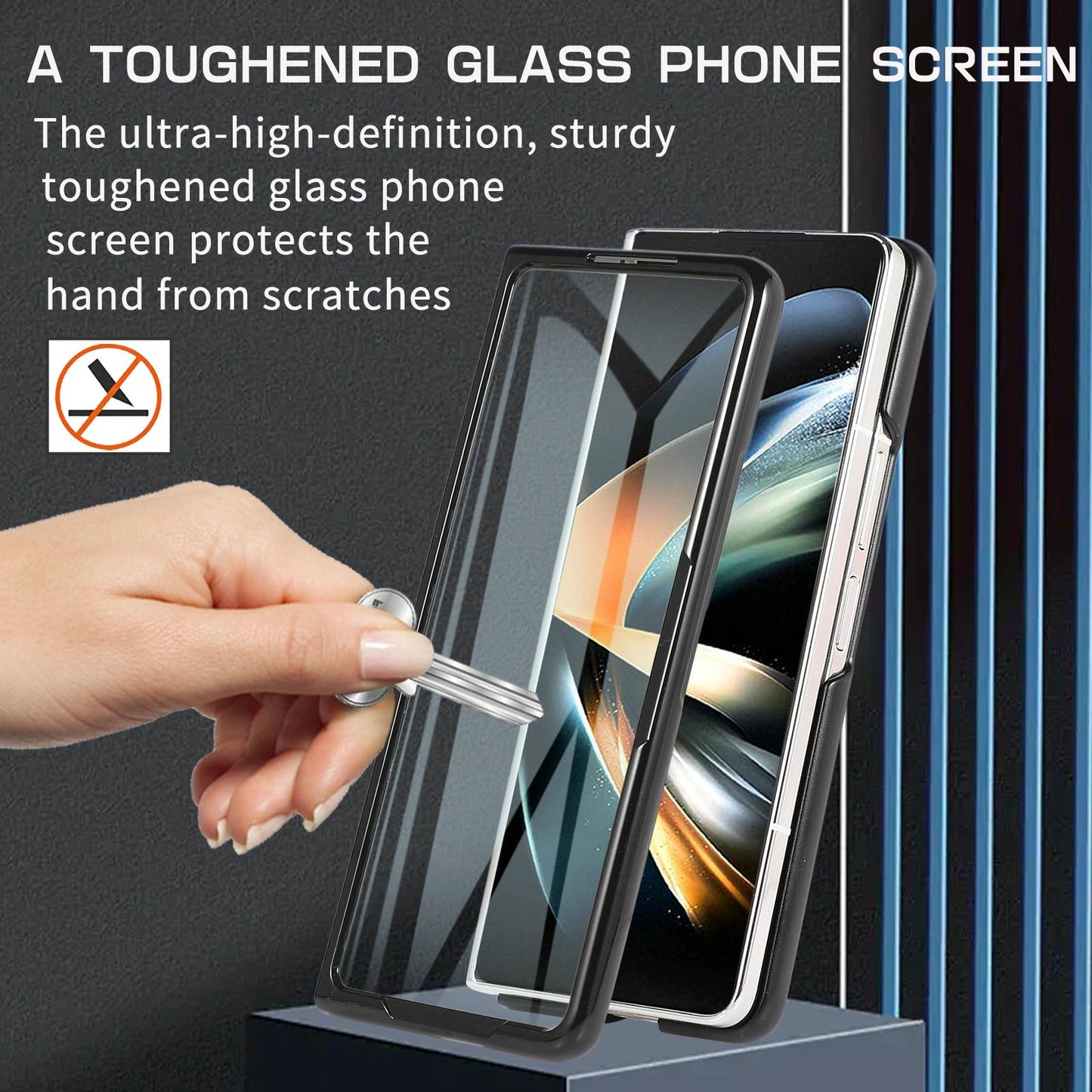 Leather Folding Phone Case for Samsung Galaxy z Fold 4 - Black