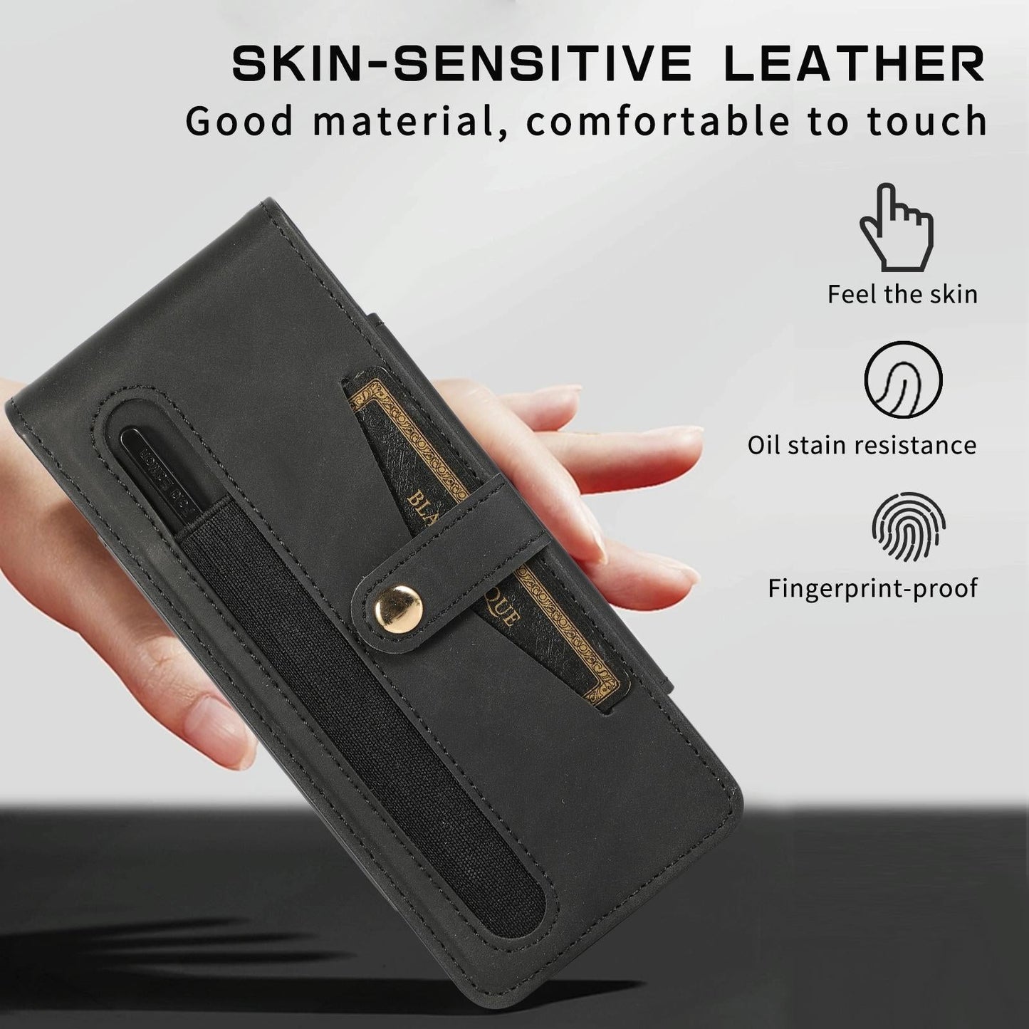 Leather Folding Phone Case for Samsung Galaxy z Fold 4 - Black