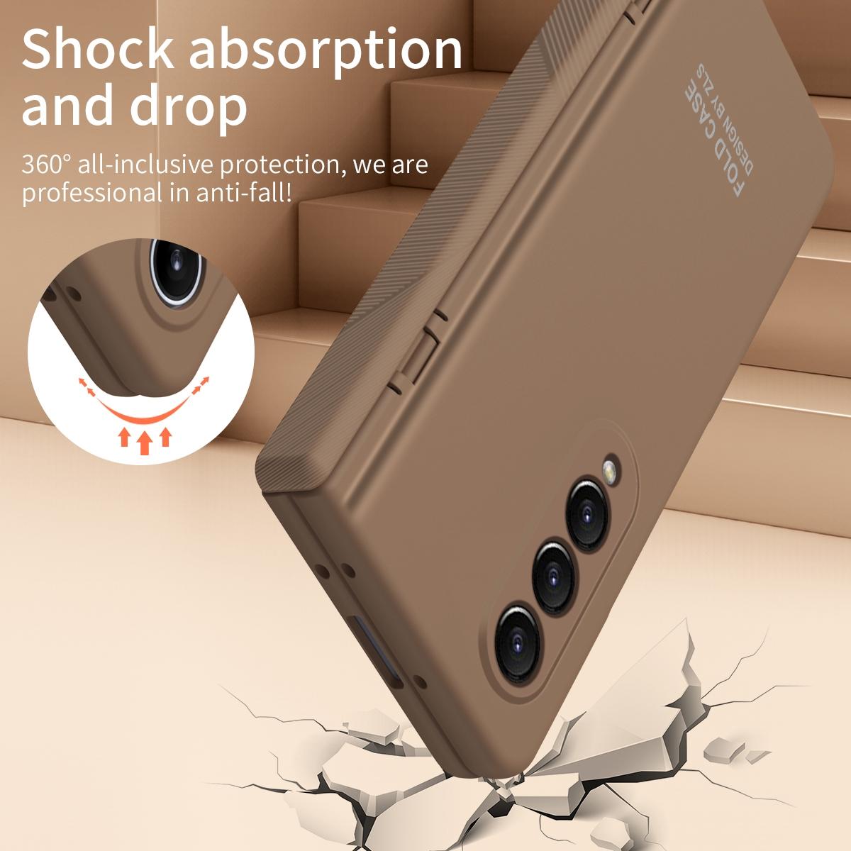 Foldable Phone Case with Pen and Stylus for Samsung Galaxy z Fold 4 / 5g - Coffee