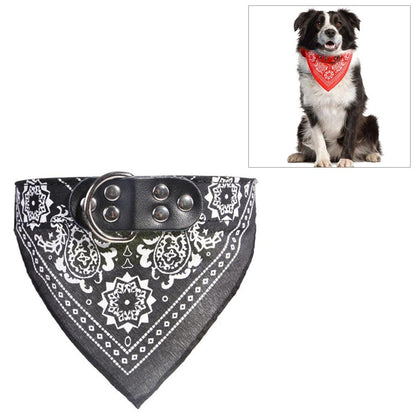 Adjustable Dog Bandana Leather Printed Soft Scarf Collar Neckerchief For Puppy Pet - Size M - Blue