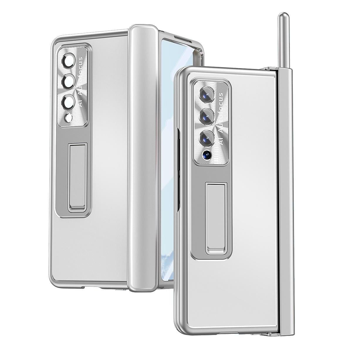 Shockproof Aluminum Double Hinge Case for Samsung Galaxy z Fold 4 - Silver