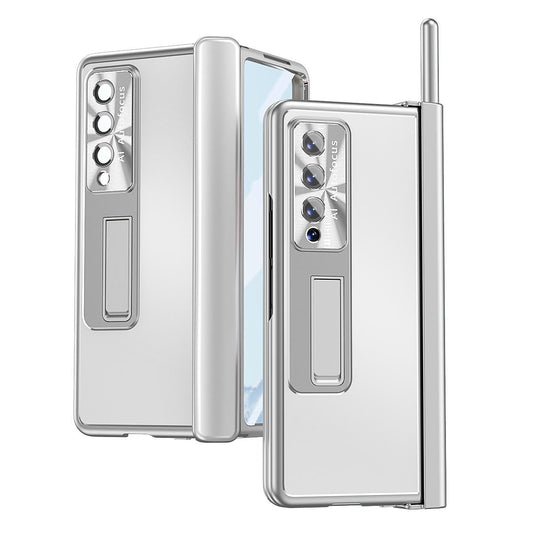 Shockproof Aluminum Double Hinge Case for Samsung Galaxy z Fold 4 - Silver