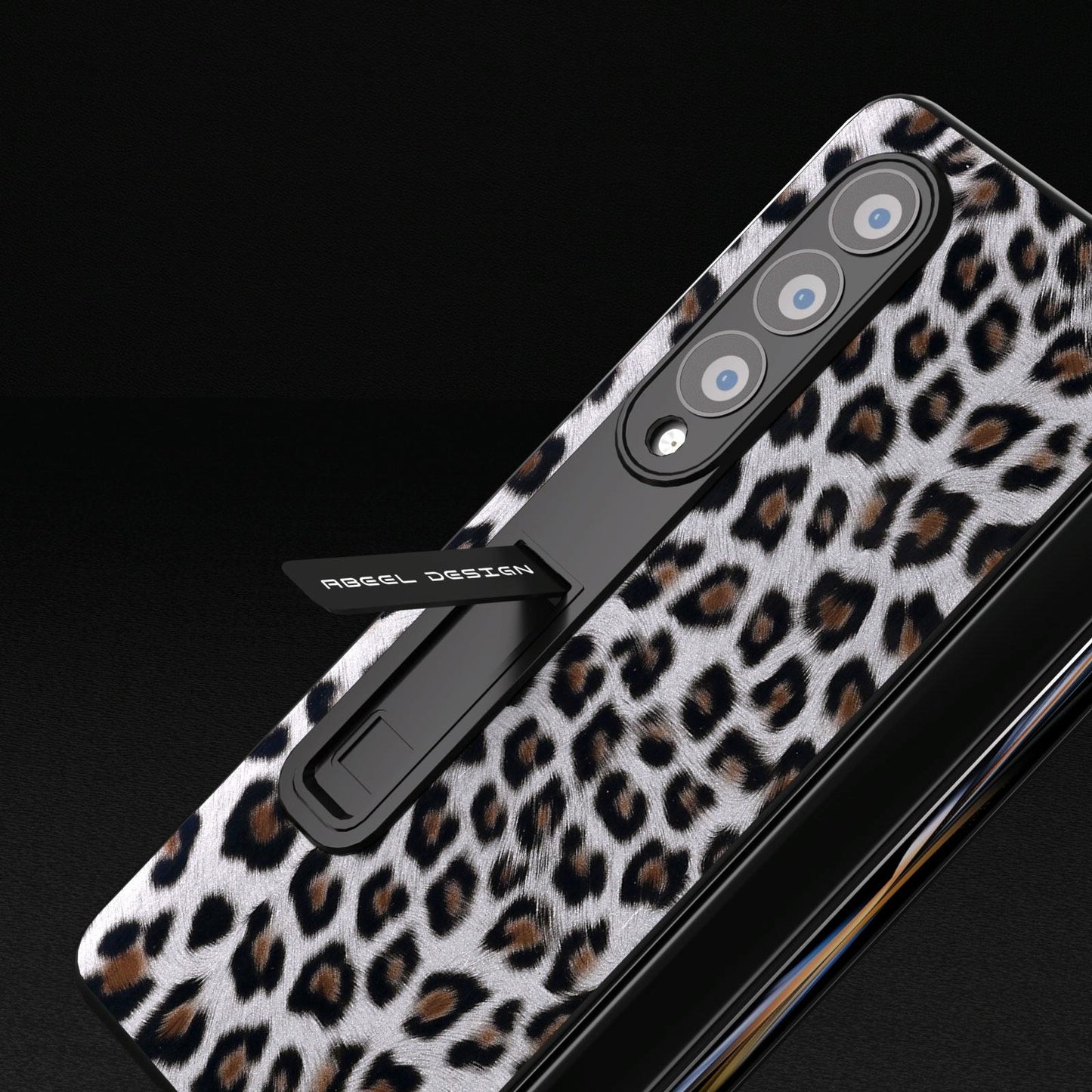 Leopard Print Phone Case with Holder for Samsung Galaxy z Fold 4 / 5g - Gold