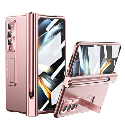 Foldable Phone Case with Pen Slot for Samsung Galaxy z Fold 4 - Electroplated - Pink