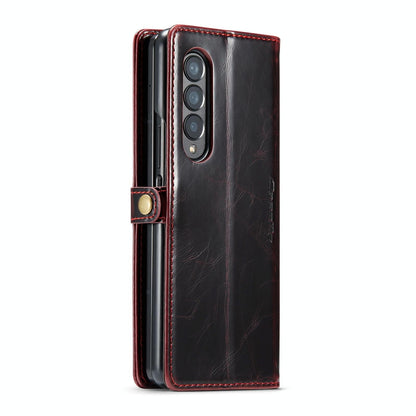 Premium Crazy Horse Leather Phone Case for Samsung Galaxy z Fold 4 - Black