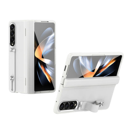 Samsung Galaxy z Fold 4 Leather Wristband Phone Case - White