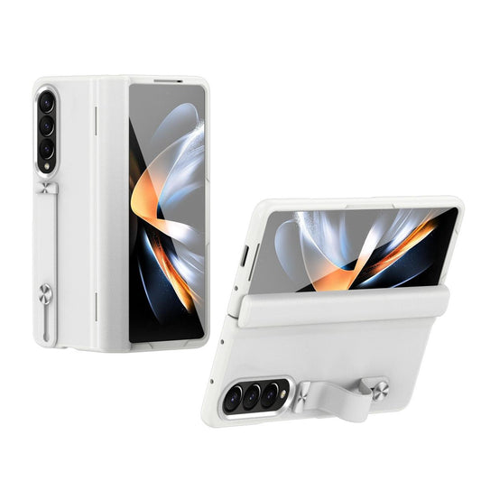 Samsung Galaxy z Fold 4 Leather Wristband Phone Case - White