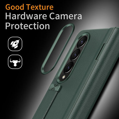 Samsung Galaxy z Fold 4 Leather Wristband Phone Case - White