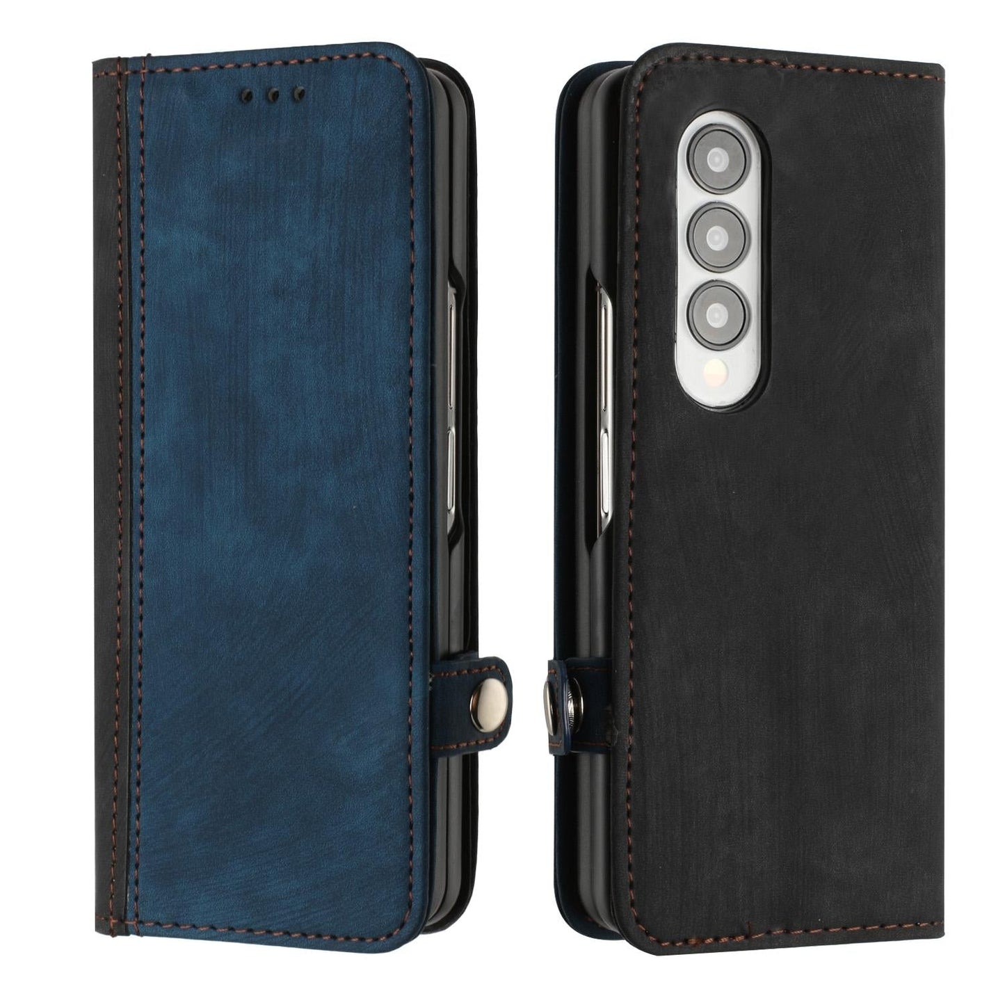 Leather Phone Case with Side Buckle for Samsung Galaxy z Fold 4 / 5g - Royal Blue