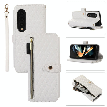 Foldable Diamond Lattice Phone Case for Samsung Galaxy z Fold 4 - White