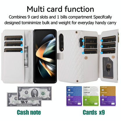 Foldable Diamond Lattice Phone Case for Samsung Galaxy z Fold 4 - White
