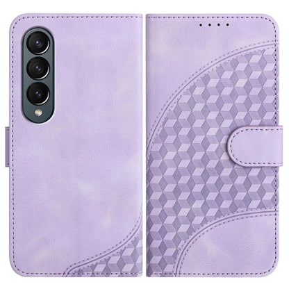 Embossed Elephant Head Phone Case for Samsung Galaxy z Fold 4 5g with Lanyard - Light Purple